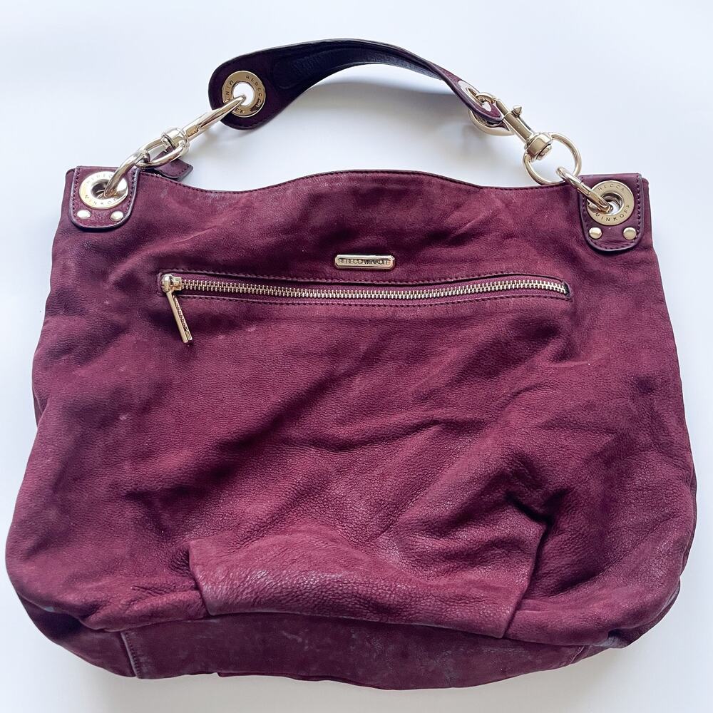 Women's Rebecca Minkoff Burgundy Suede Gold Hardware Slouchy Hobo Bag